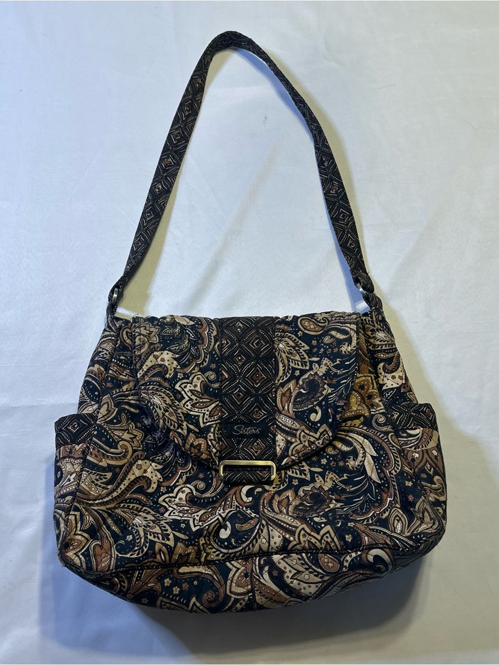 Sisters Paisley Quilted Shoulder Bag in Black and Brown
